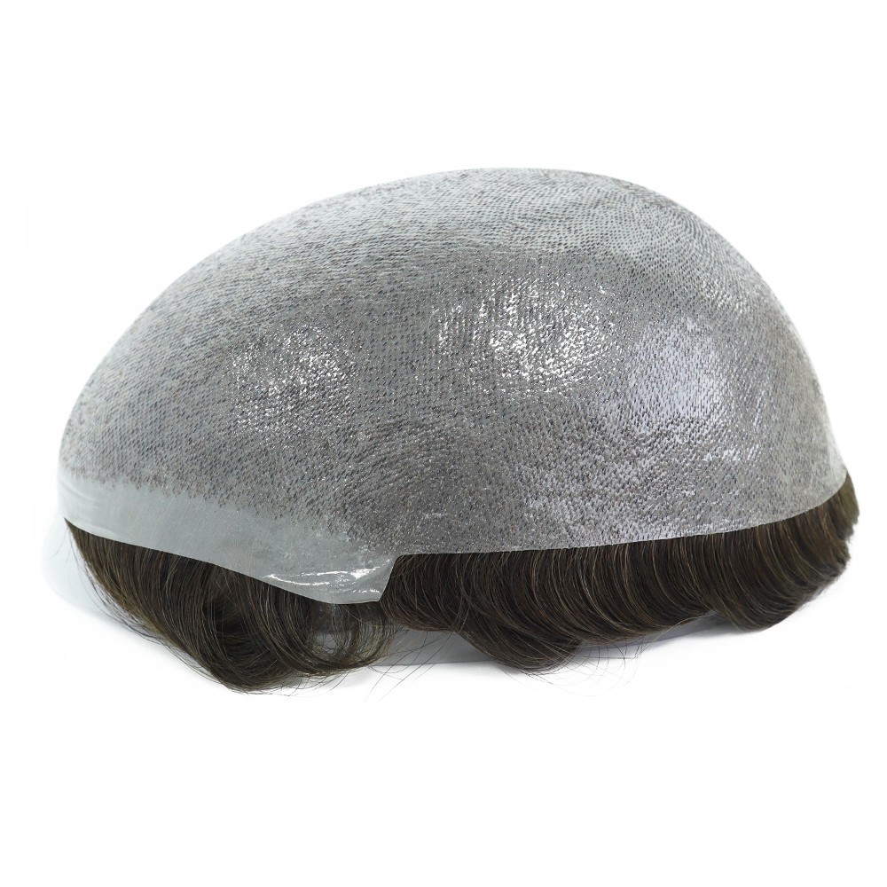 Human Hair Toupee for Men Replacement System Hairpiece 0.05mm Thin Skin BIO #3
