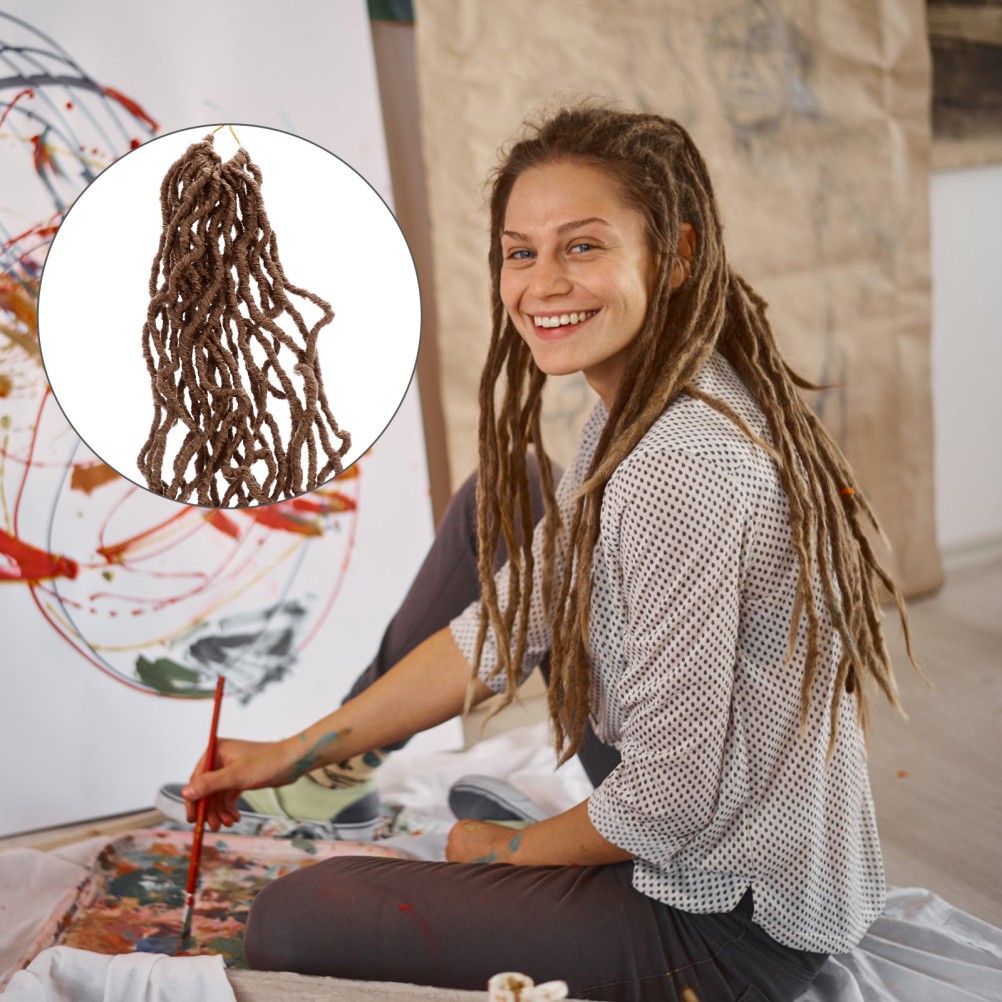 Hair Braid 20 Strands Dreadlocks Low Temperature Fiber (Light Brown) Fake Braids