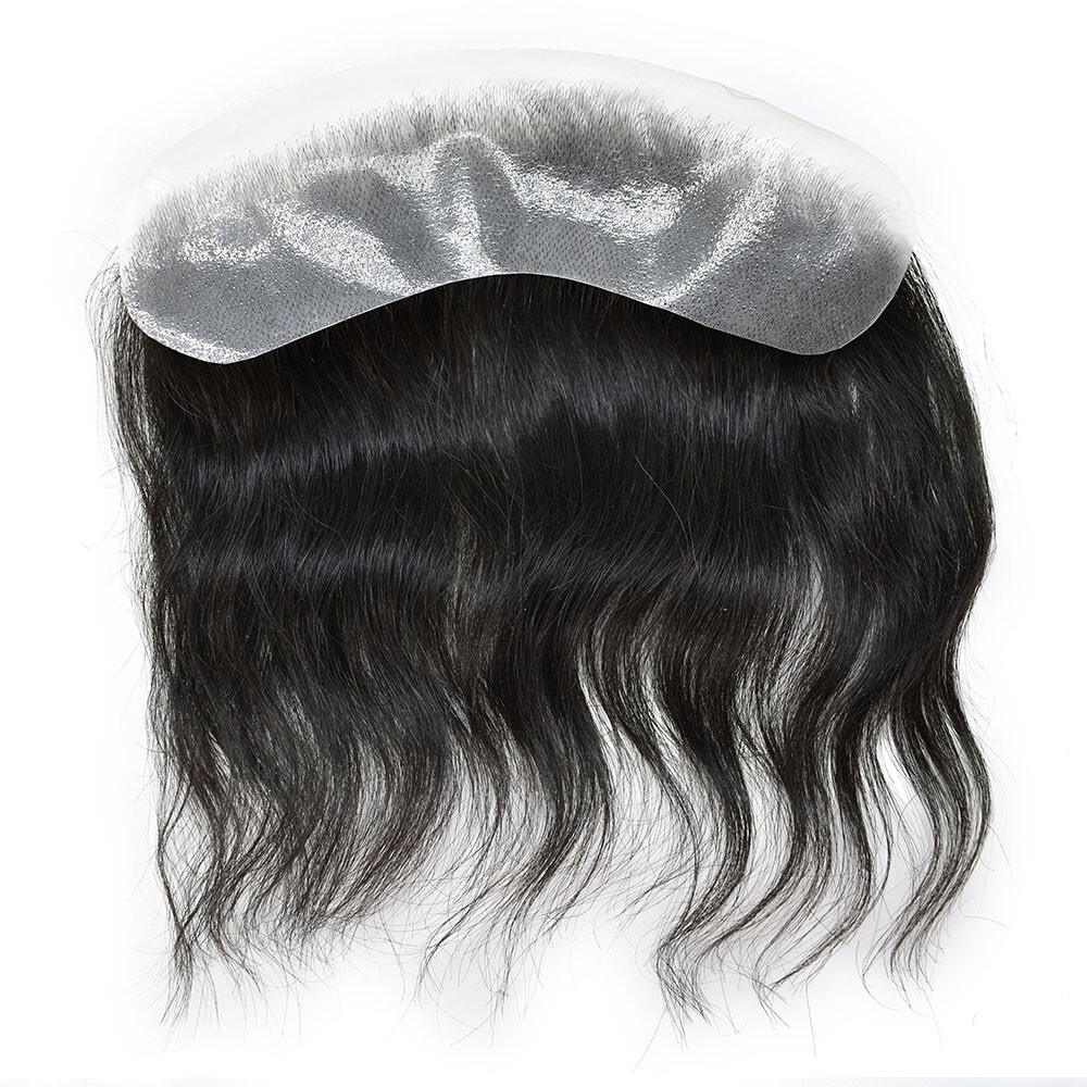 US Mens Frontal Hairpiece Thin Skin Forehead Hair Line for Receding Hairline