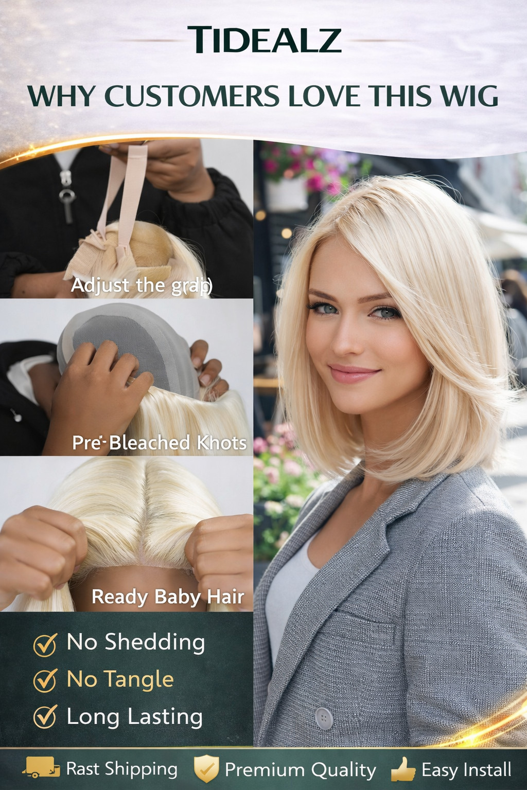 10 Inch Platinum 613 Blonde Bob wig-Lace Front Wig Human Hair 13×4 Glueless