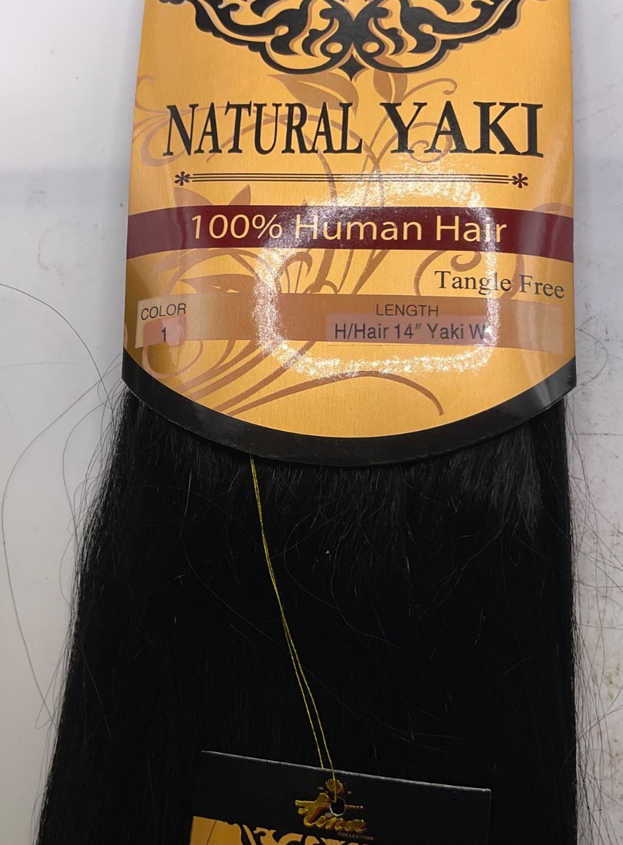Tina Collection Natural Yaki 100% Human Hair Yaki 14″ Color: 1
