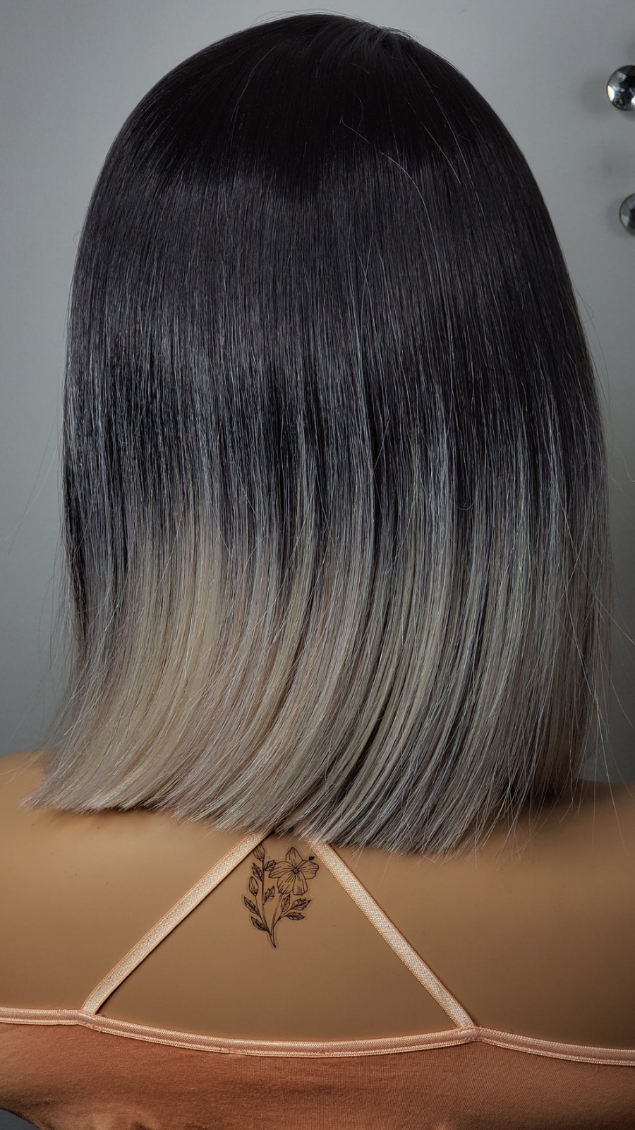New Black Rose Gold Short Bob Wrap Style Lace Front Wig Womens Fashion Hair Wigs