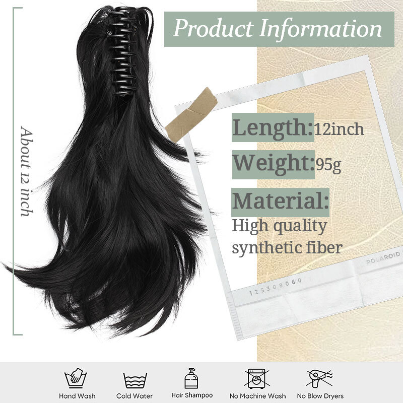 Hair Extensions Ponytail Clip In Natural Claw On Bendable Pony Tail Hair Pieces