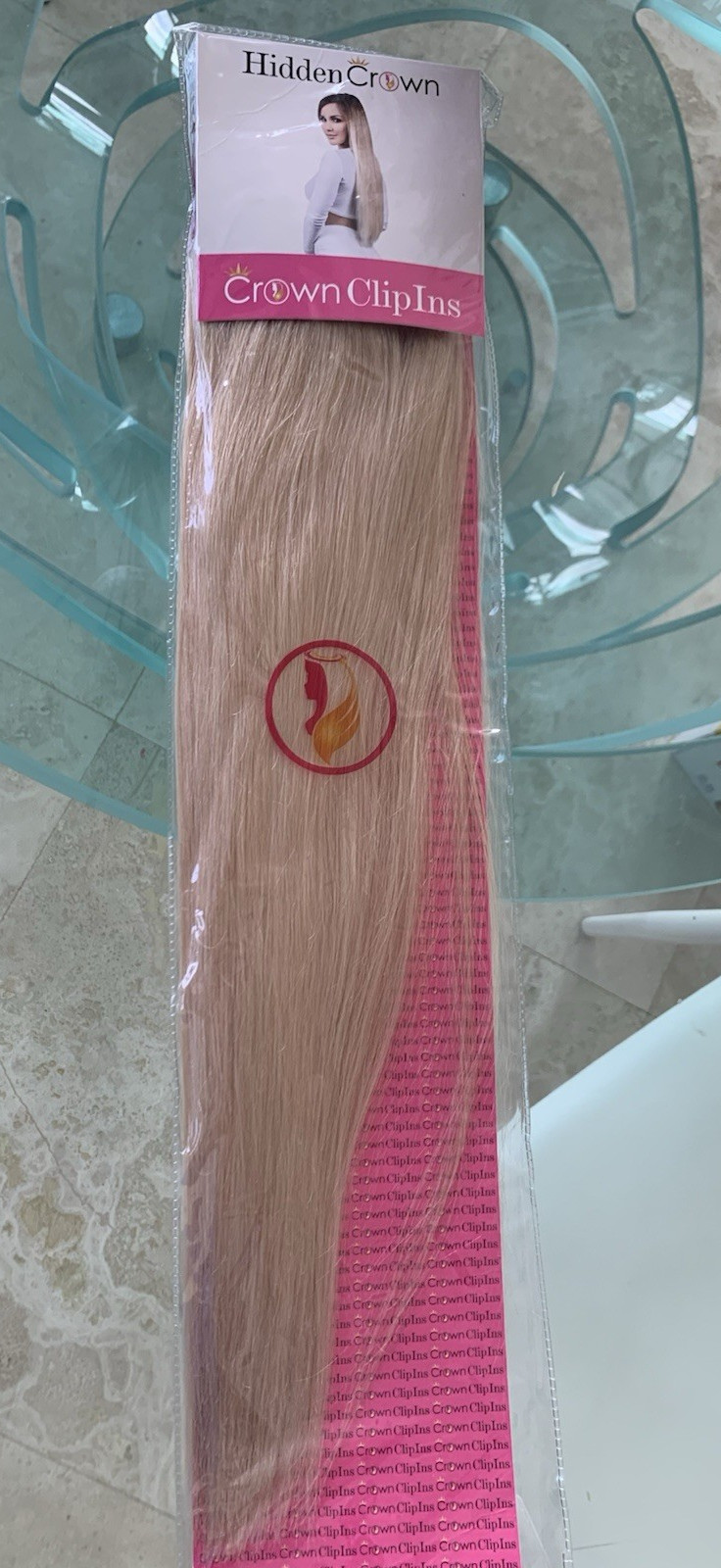 HIDDEN CROWN 18″ CLIP IN LIGHT BEIGE BLONDE HAIR #22 3 EXTENSIONS ORIGINAL NWT