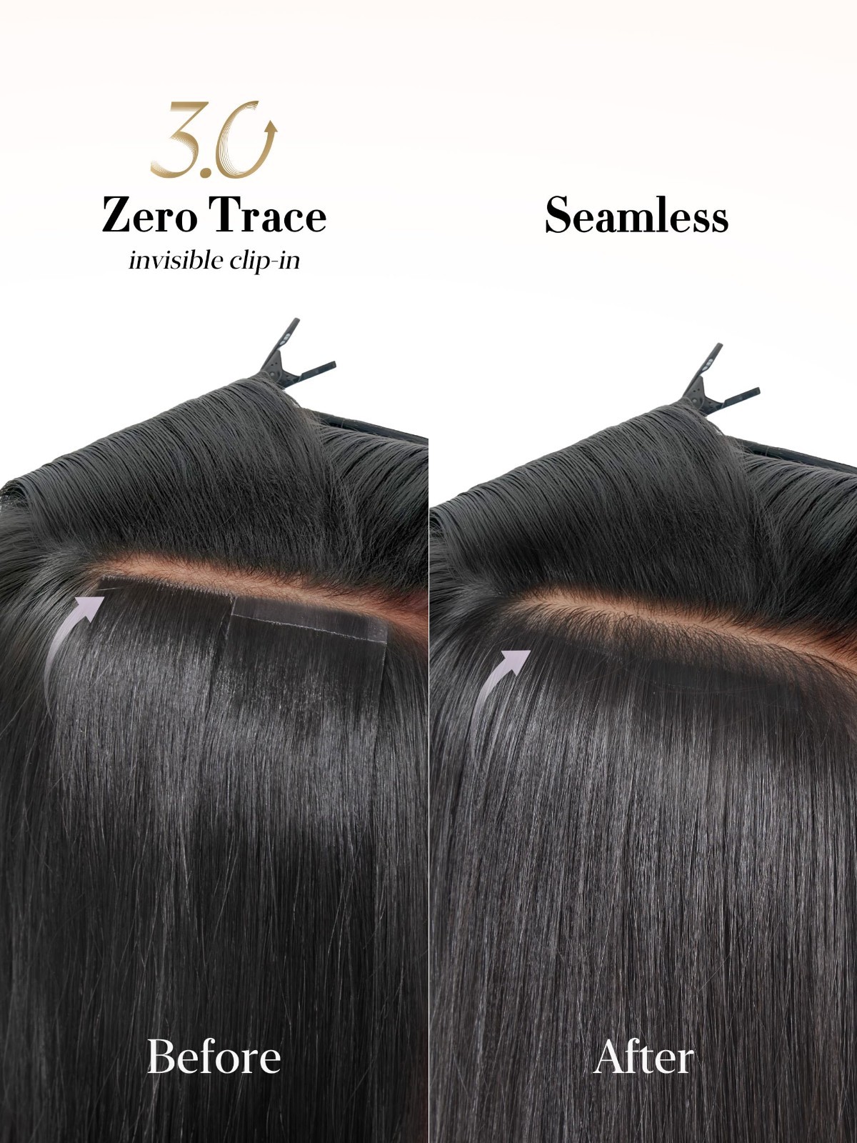 Invisible Clip-In Hair Extensions, 0.59mm Seamless Weft, Yaki Straight, 18″ 100g