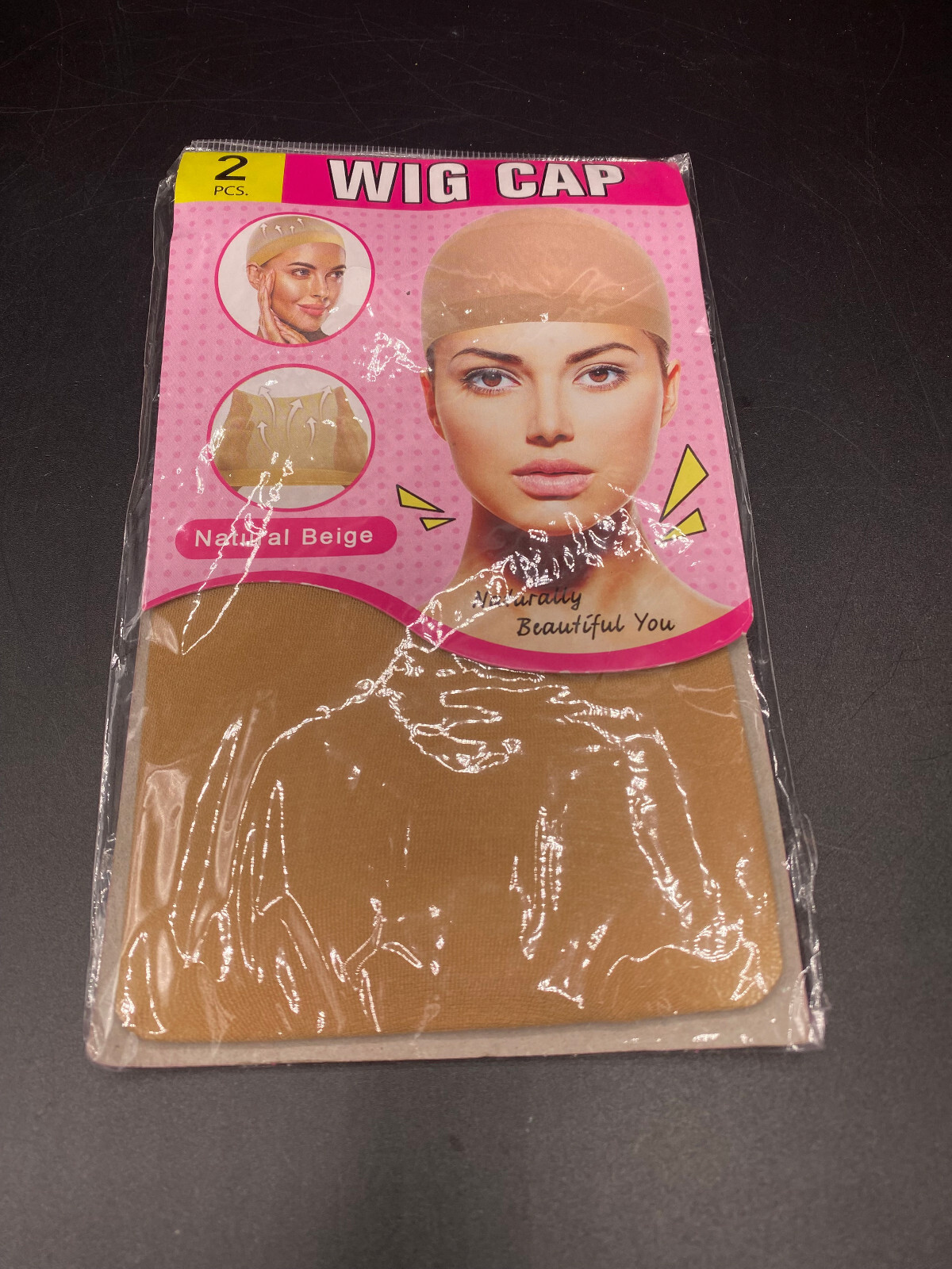 Natural Beige Stocking Wig Cap 2 Pc One Size Fits All Slip-Free Ultra Stretch