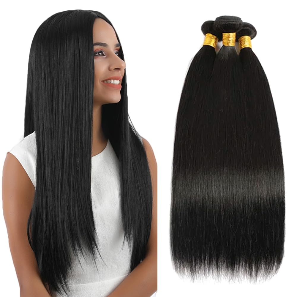 Necvdcvs Human Hair Bundles Straight Bundles 26 28 30 Inch Unprocessed