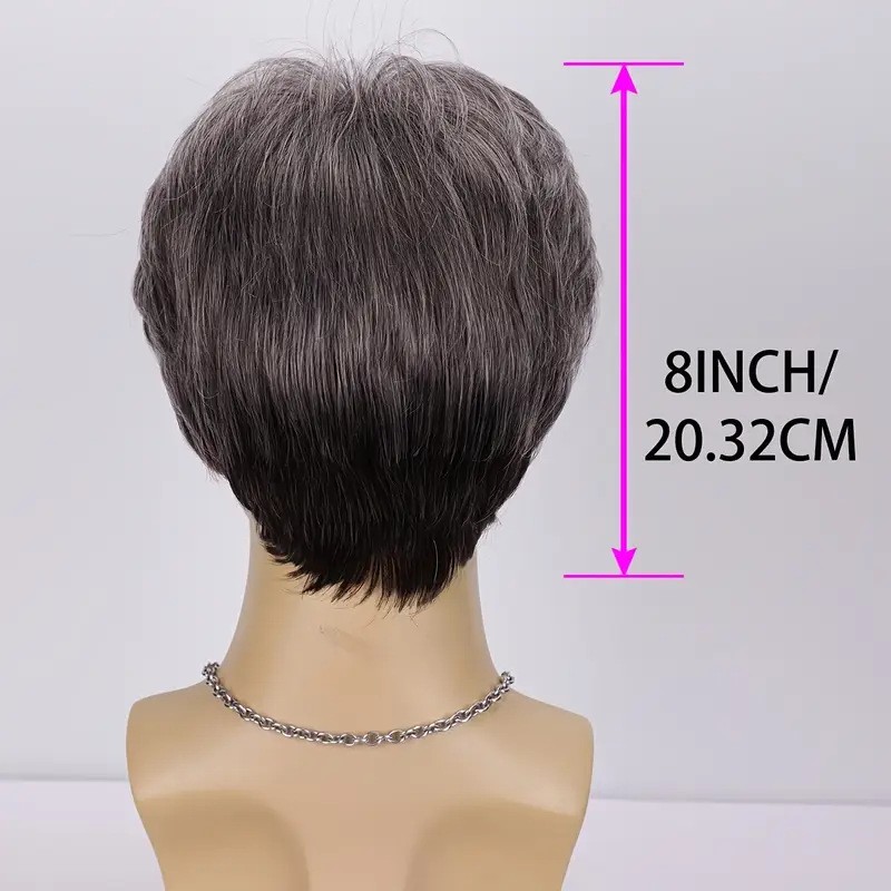 Fashion Light Gray Short Synthetic Hair Wig for Men Daily Wear for Middle Aged
