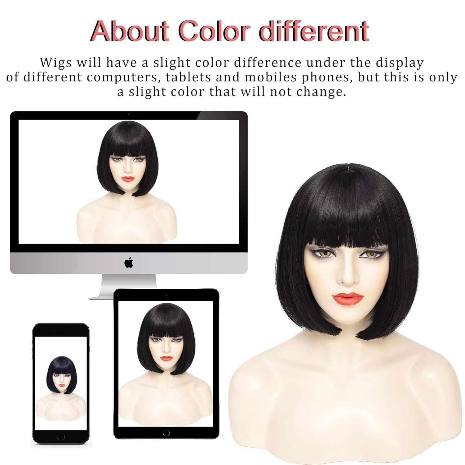 Women Girl Full Hair Wigs Anime Cosplay Party Costume Soft Bob Short Bang Wig US