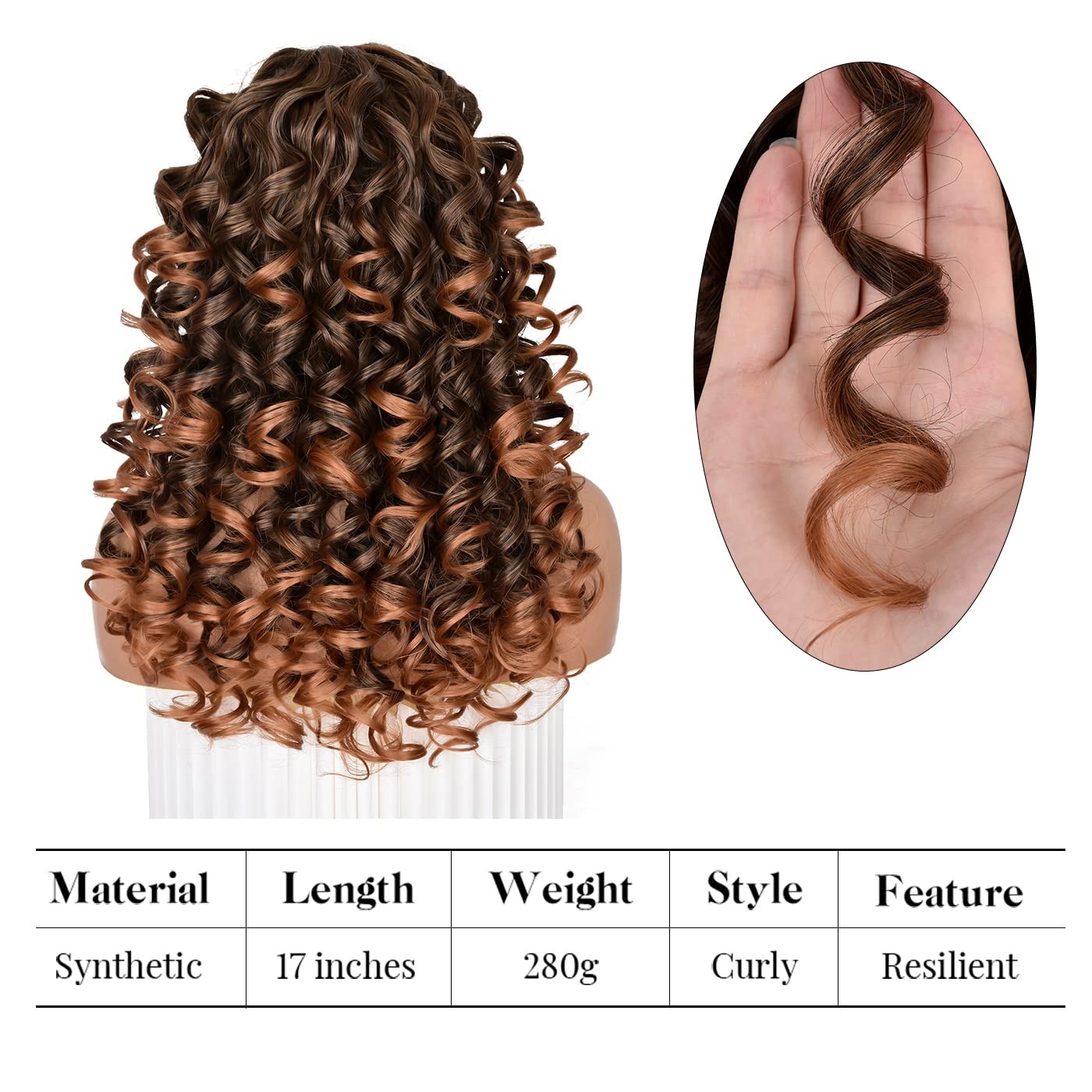 Ombre Brown Curly Wigs for Black Women Long Curly Afro Wig with Bangs for Wom…