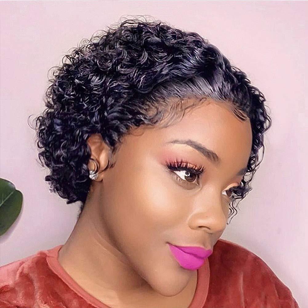Women’s African Style Short Finger Wave Wig, Rose Net Synthetic Curly Wig