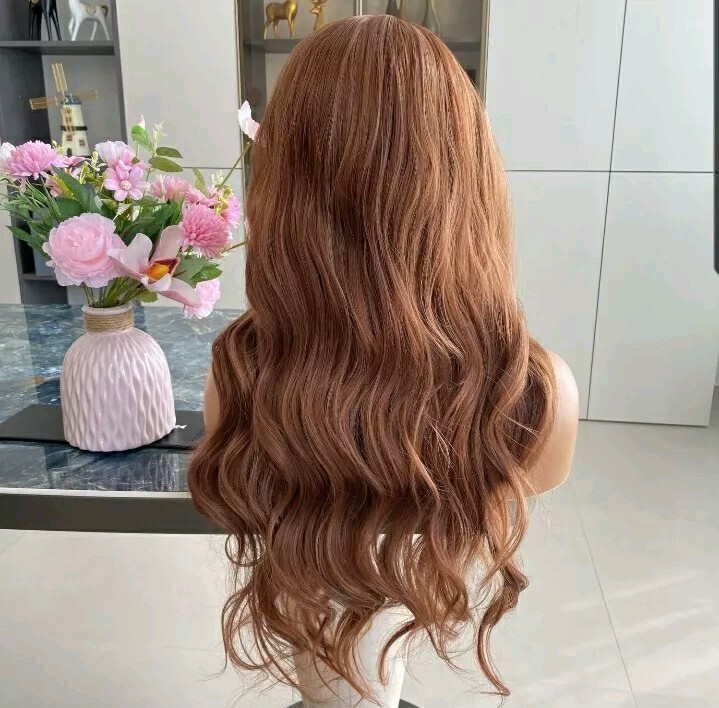 Long HD Transparent Lace Front Wig Auburn Red Red Blonde Human Hair Wavy Curls