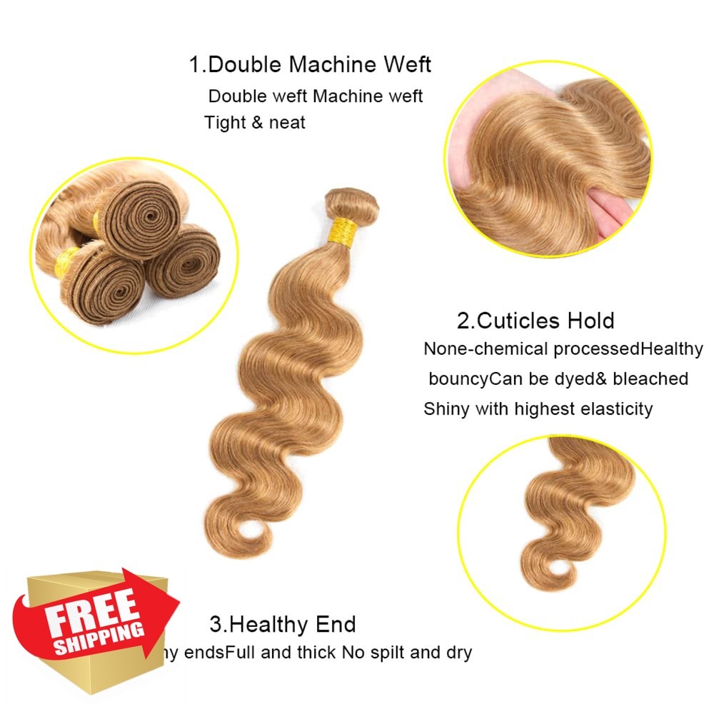 Shoaiye #27 Honey Blonde 14-18 Inch Body Wave Human Hair Bundles