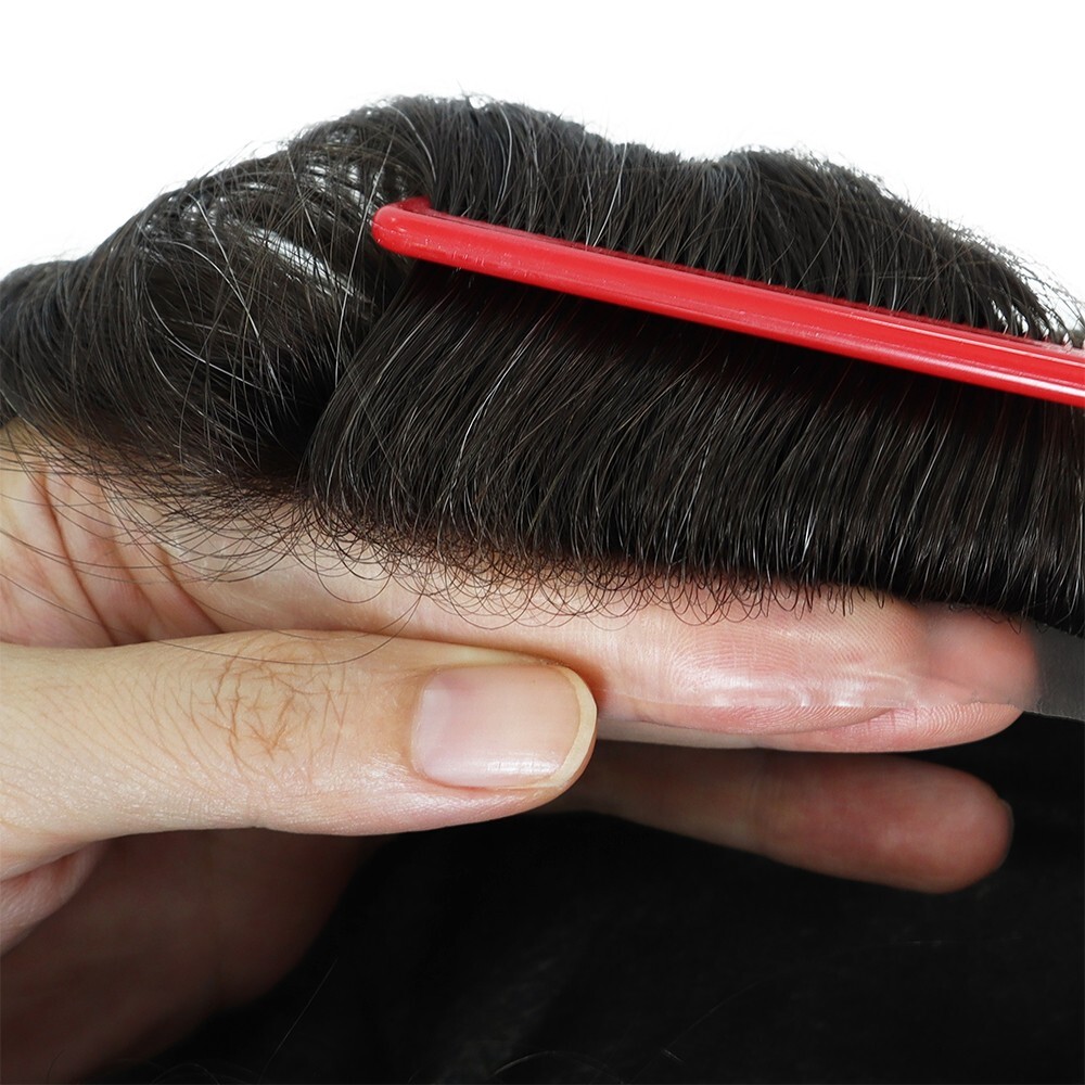 Mens Toupee Human Hair Replacement System Thin Skin BIO Hairpieces 8X10 #210