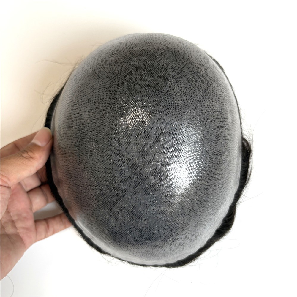 0.12mm Poly Skin Toupee Hair Mens Hairpieces Human Hair Replacement System