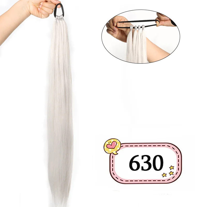 Versatile DIY Braided Ponytail Extensions Synthetic Fake Hair With Elastic Band