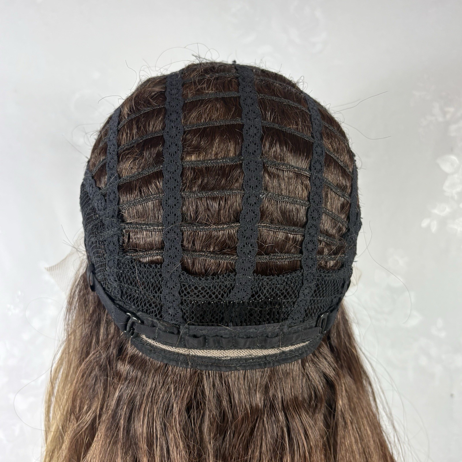 Daily wear WIG! 25” Long Brown with highlights Human Hair blend, Front Lace