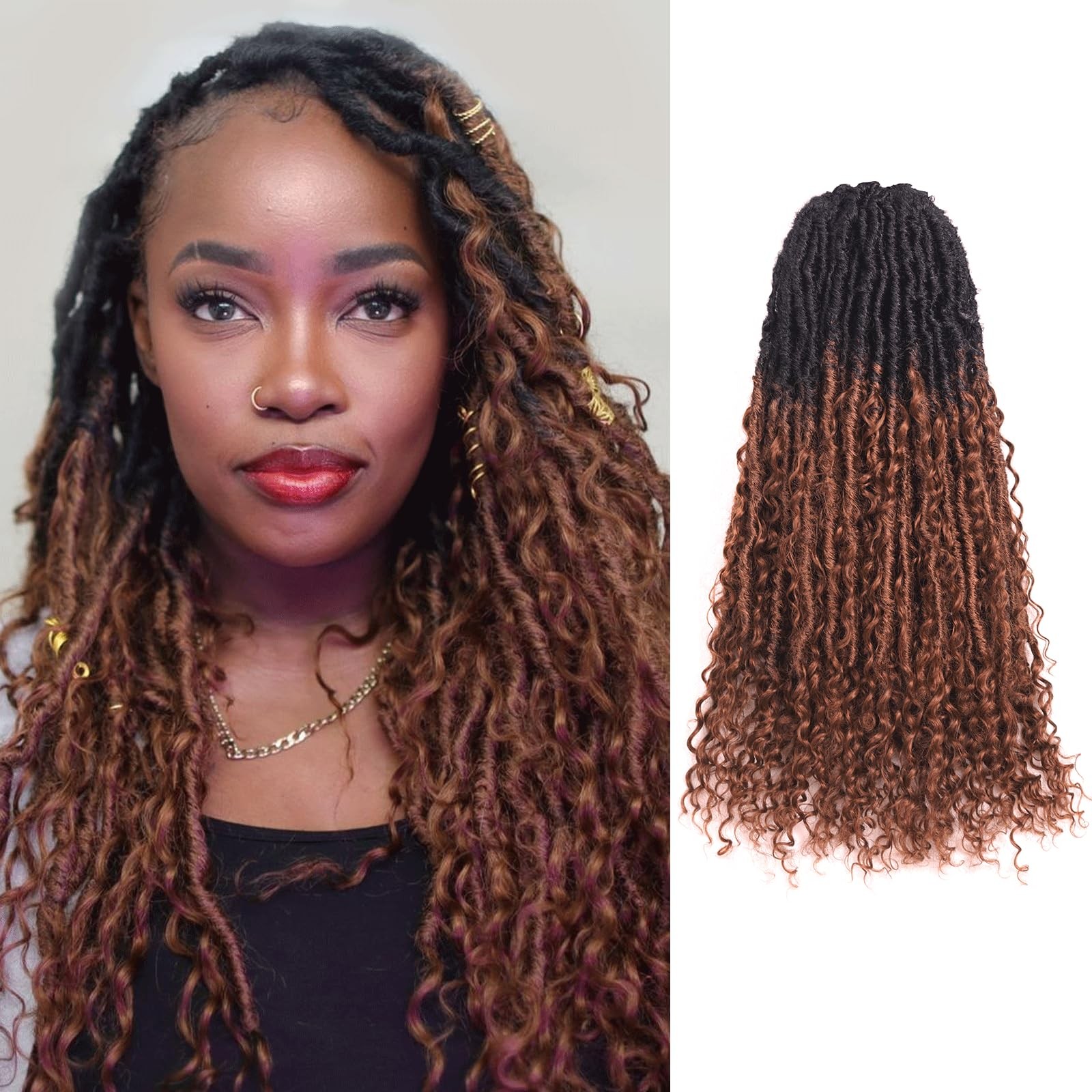 Toyotress Boho Human – 20 Inch 8 Packs Pre-Looped Crochet Human Curls