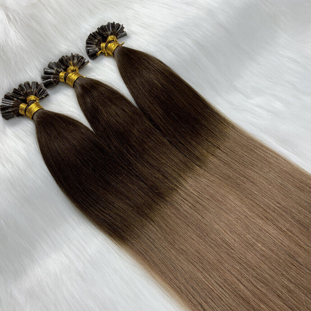Keratin U Tip Human Hair Extensions Fusion Bonded Nail Tip DoubleDrawn Remy Hair
