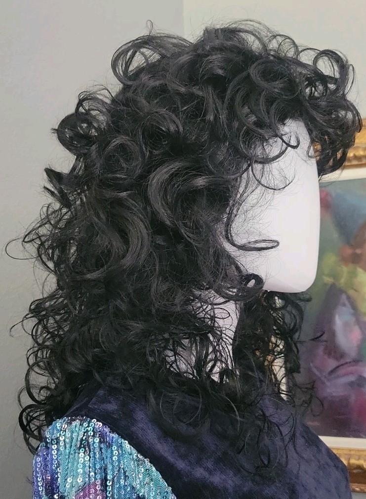 Mona Lisa Black Curly Wig Long EXCELLENT CONDITION Everyday Or Costume