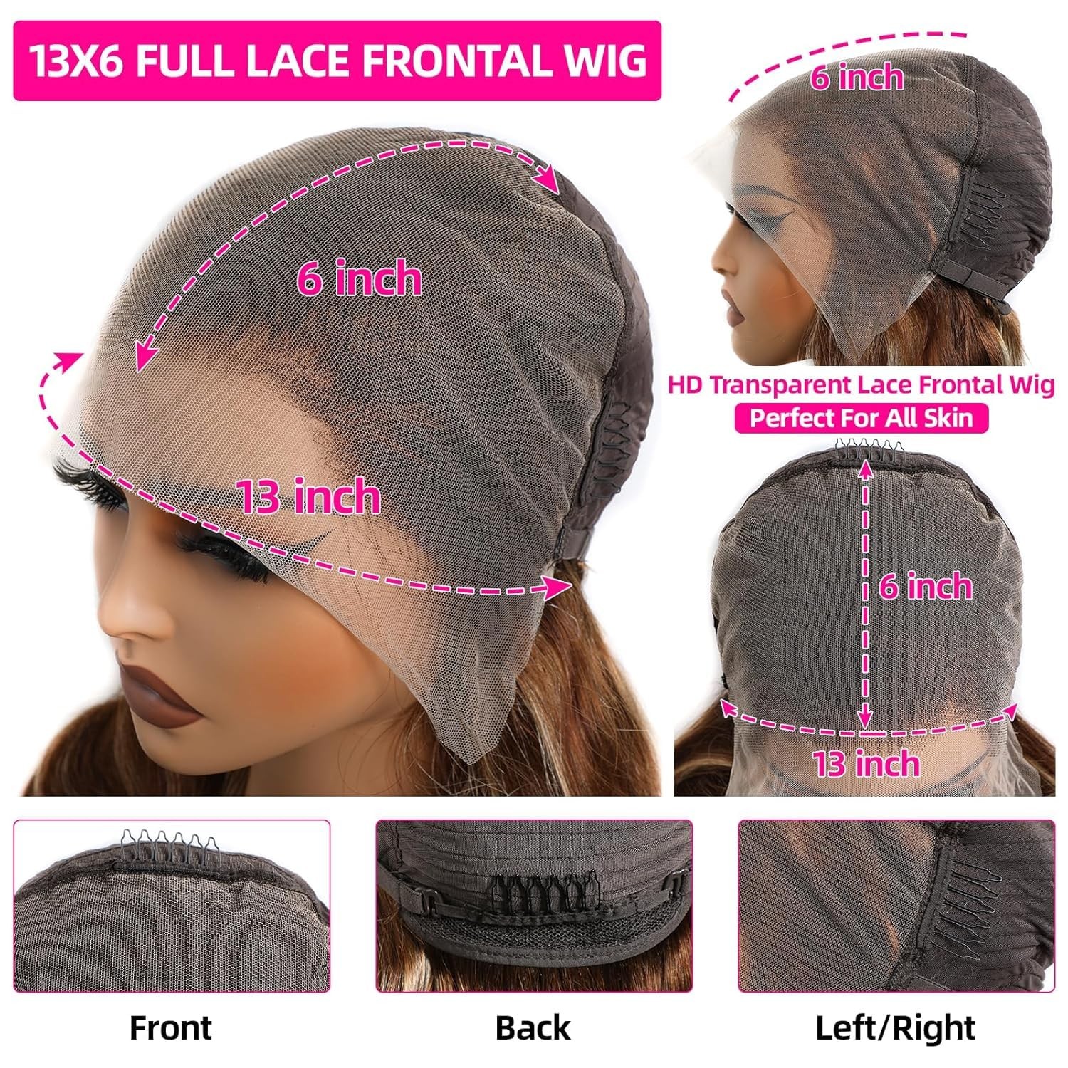 200 Density 13×6 Highlight Ombre 4/27 Body Wave Lace Front Wig Human Hair Ful…