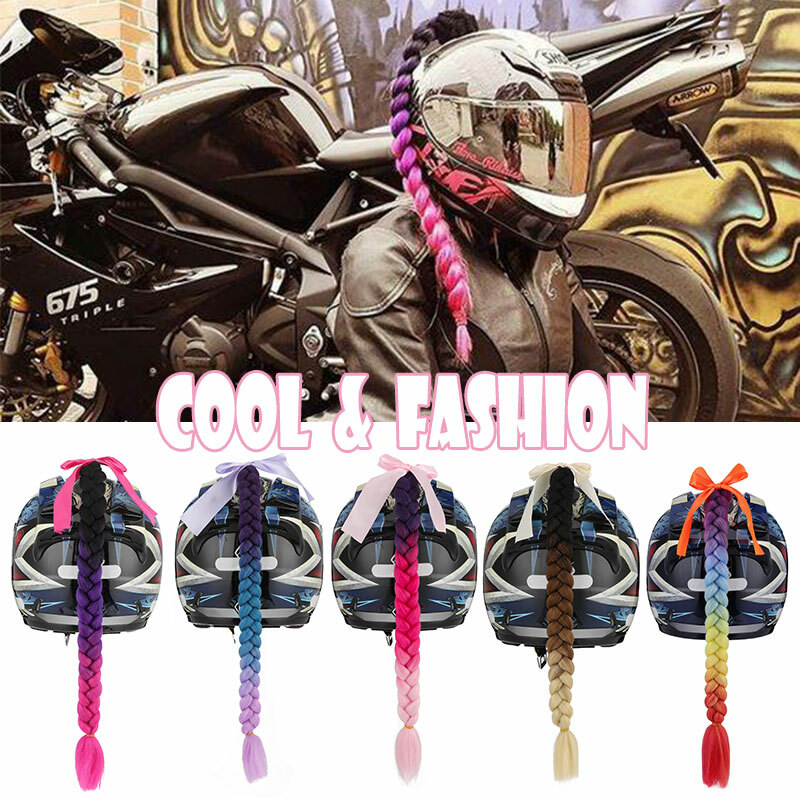 CLEARNACE Ombre Braided Ponytail Extensions Twist Pigtails for Motorcycle Helmet