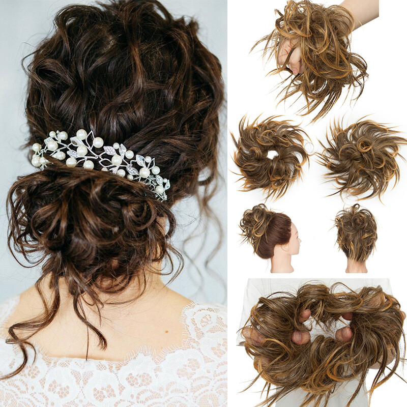Large Scrunchie Messy Bun Hair Piece THICK Updo Cover Wrap Clip Ponytail as Real