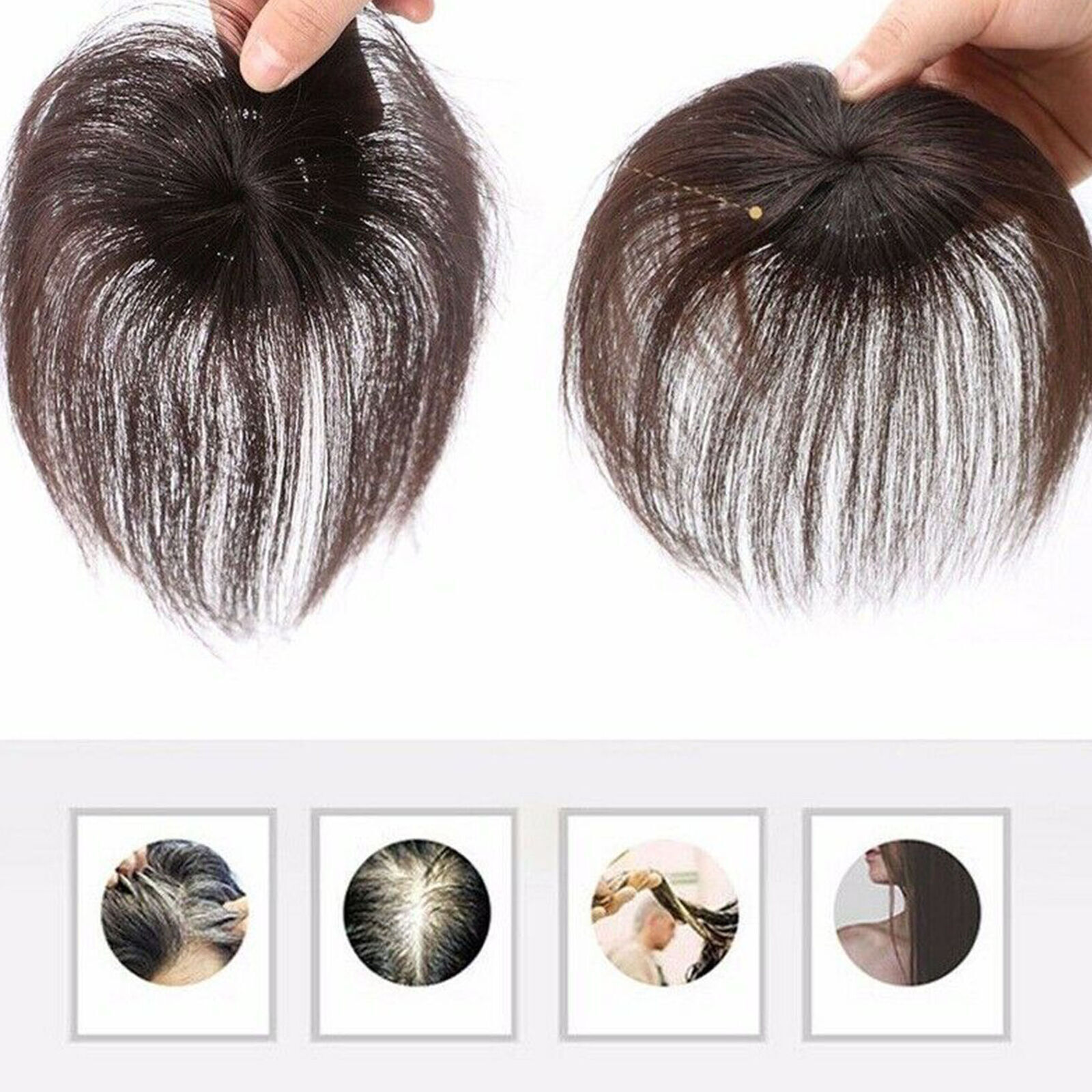 100% Human Hair Topper Clip in Hairpiece Wig Toupee Top Pieces Women Wigs USA