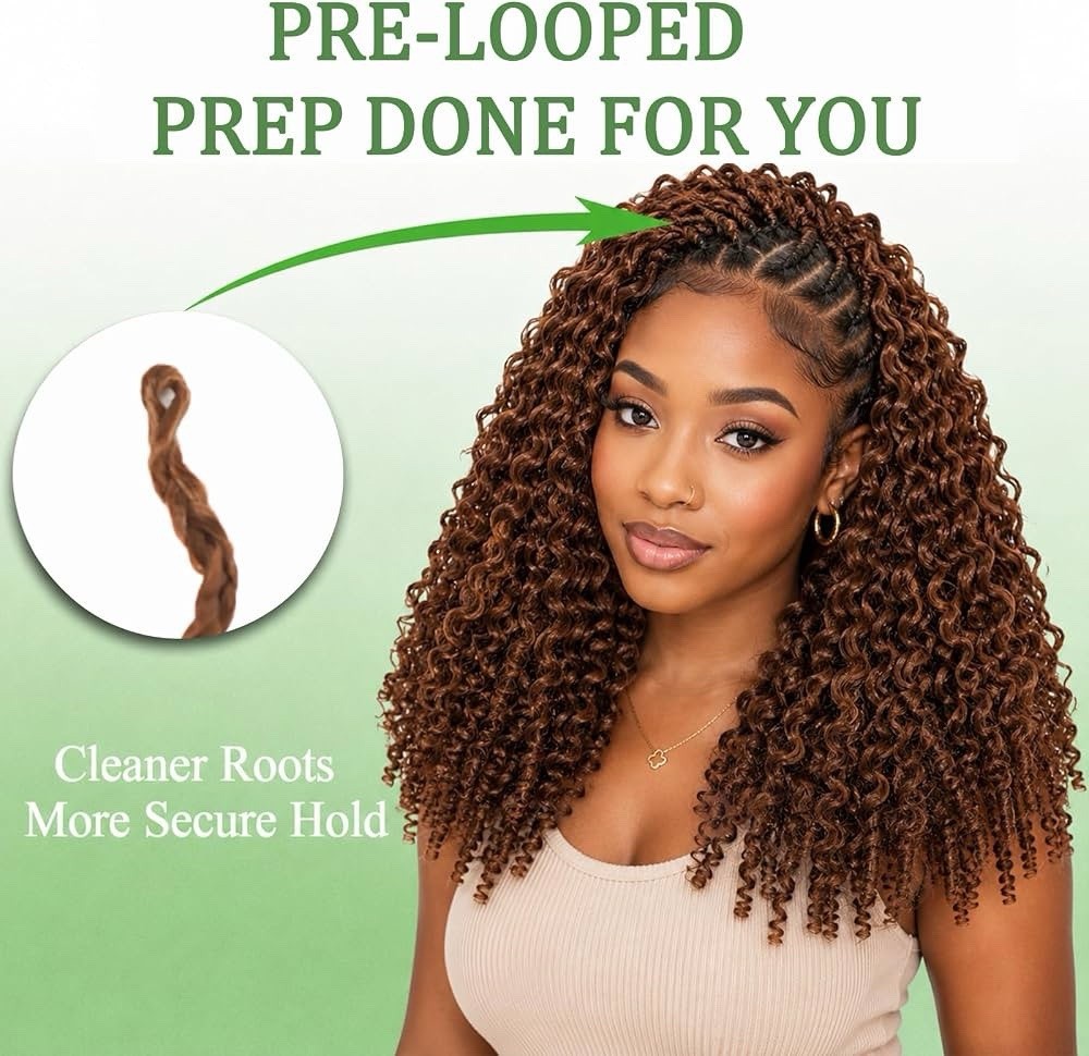 8 Packs Burmese Curly Crochet Hair 18 Inch Bohemian Knotless Pre-Separated #30