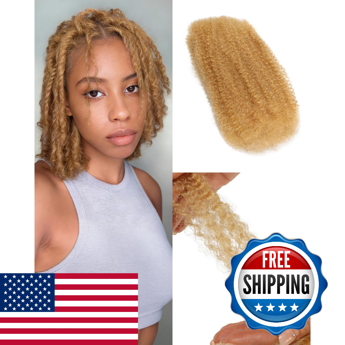 Beeos Afro Kinkys Bulk Human Hair 4C Curly For Braids 50Gram Kinky-Curly Human