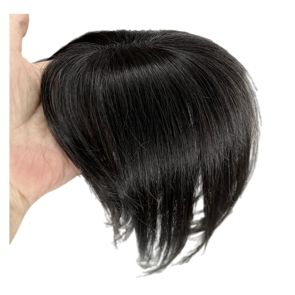 Hand-Tied Hair Topper with Bangs, Black