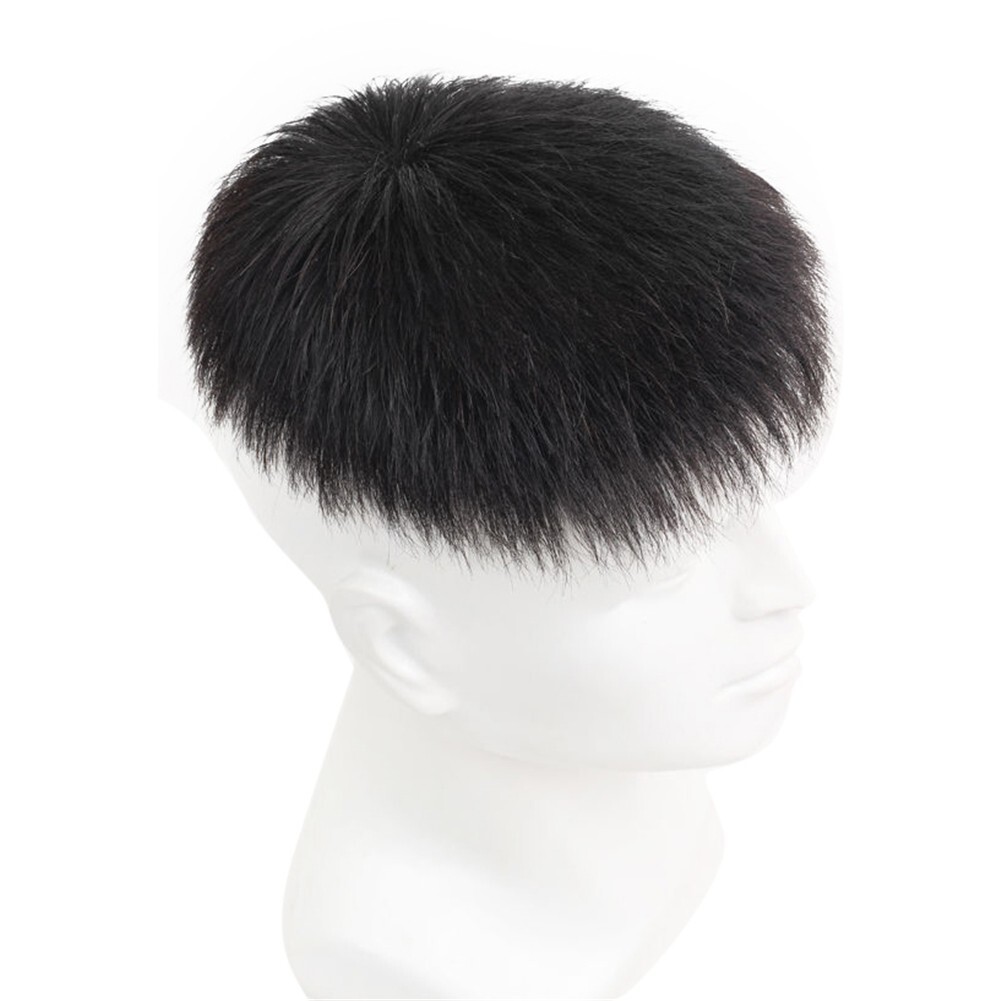Men’s Short Toppers Hairpiece Real Human Hair Clip in Crown Tape Hair Pieces Wig