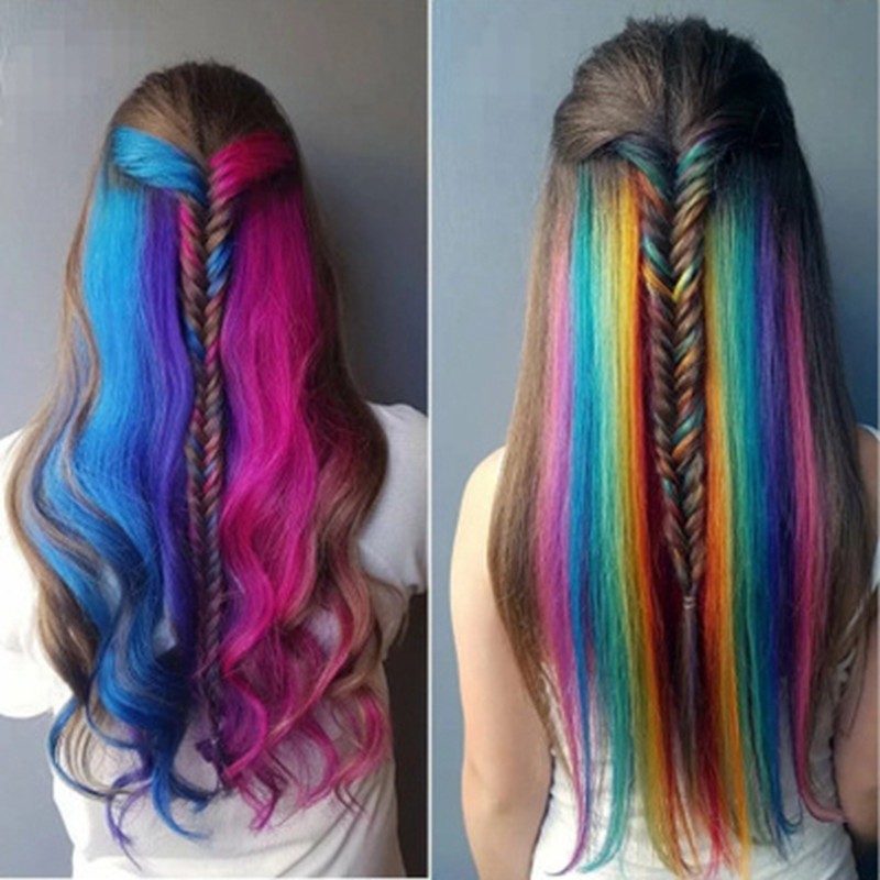 13 Pcs Colored Party Clip in Hair Extensions 55cm Straight9073