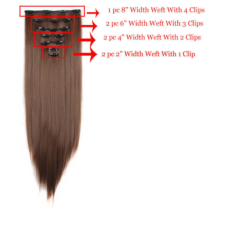 USA 7pcs Thick Synthetic Clip In Wavy Curly Straight Hair Extensions Full Head