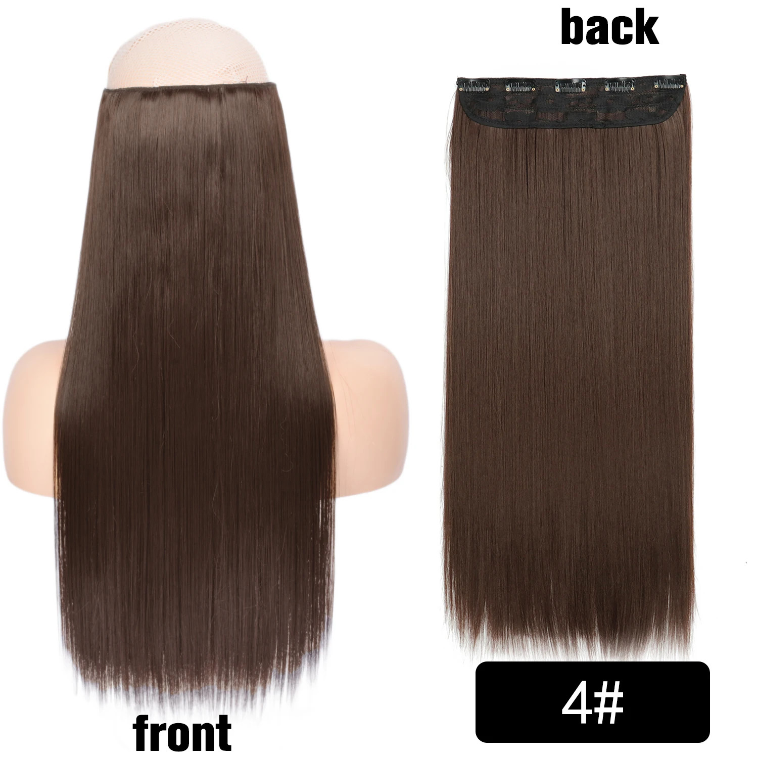Long Straight 5 Clip In 22Inch Synthetic Hair Extensions Natural Fake Hairpiece