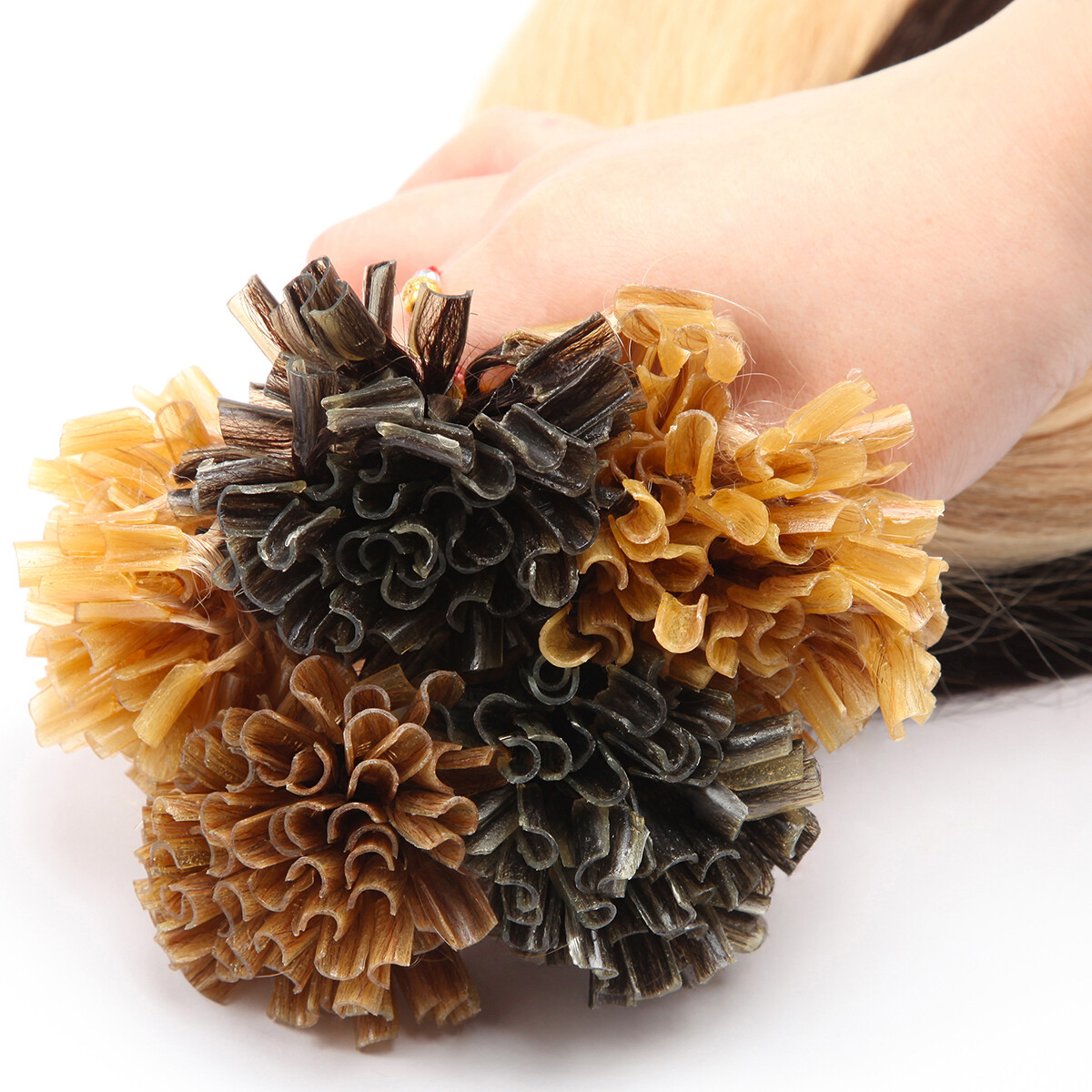 THICK 100PCS Russian 100 Remy Human Hair Extensions Nail U Tip Keratin Pre Bond