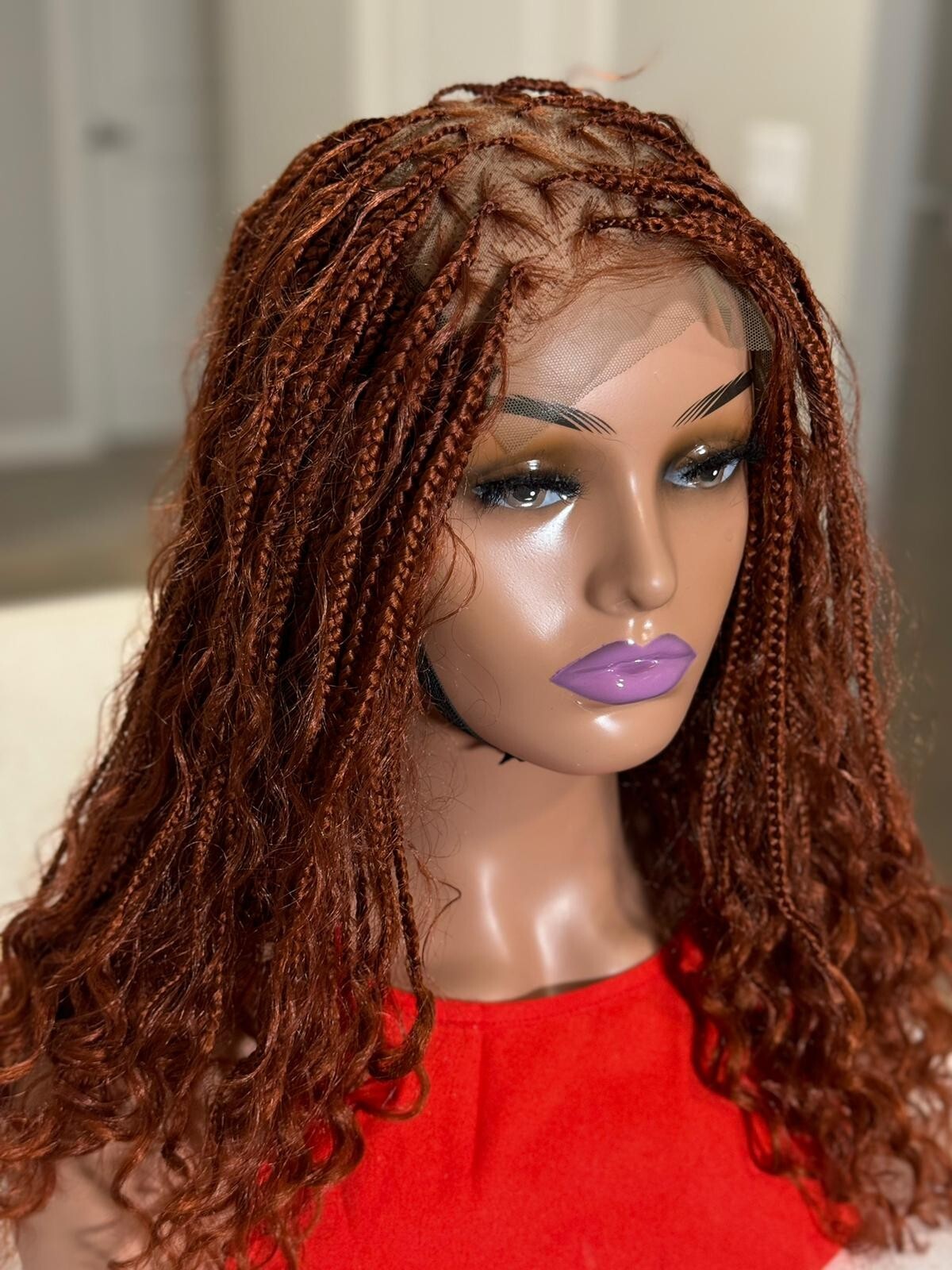 Boho Knotless Braid Wig, Bohemian Box Braid Wig Goddess in color 350