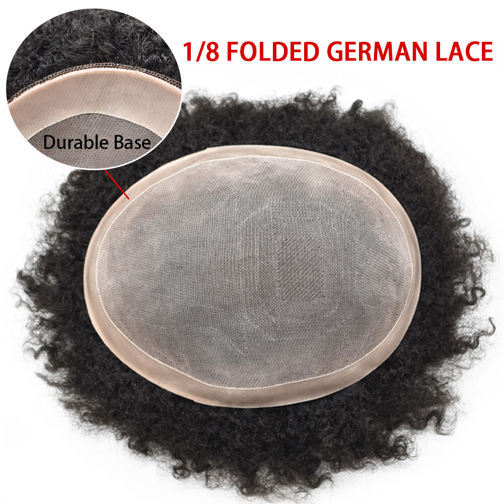 Hair Units for Black Men Afro Kinky Curly Fine Mono Lace Men Toupee Hair System