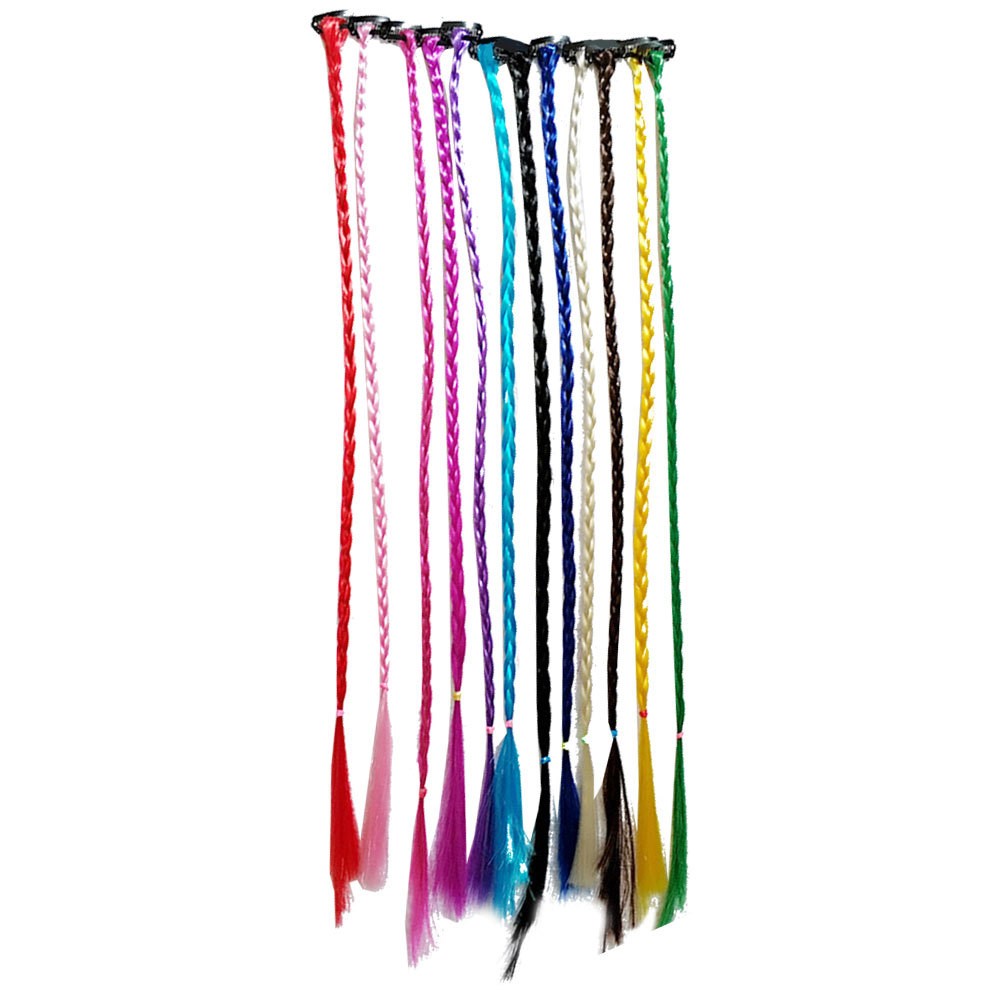 12Pcs Reusable Braided Clip in Hair Pieces Assorted Color Women Hair Extensions