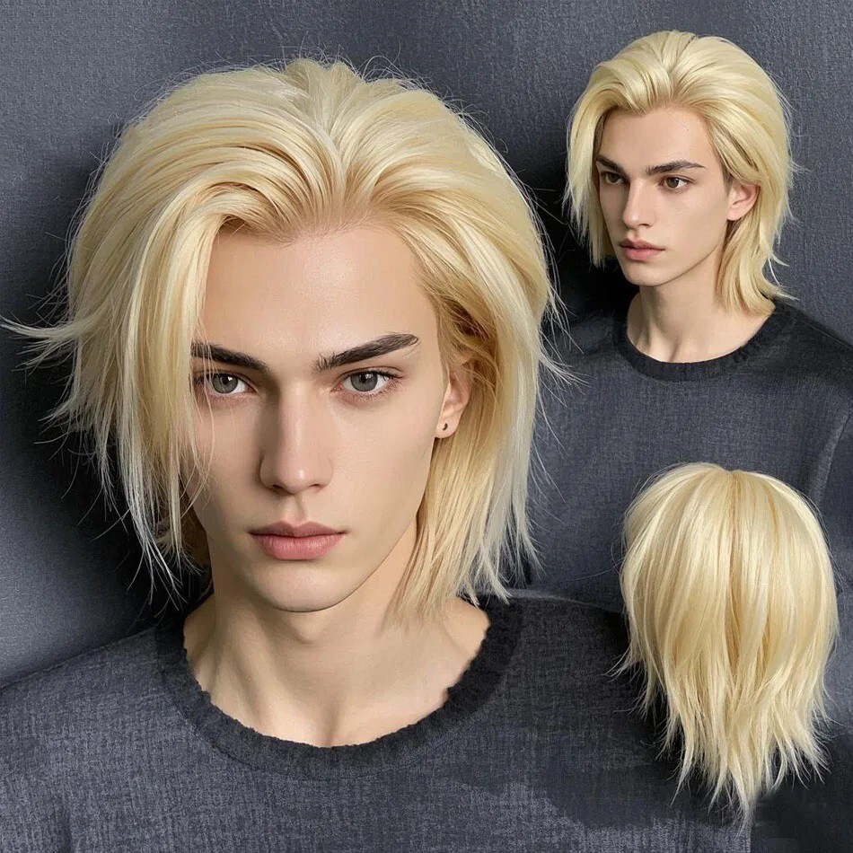 Short Cut Layered 13X4 Lace Front Wigs Brazilian Remy Blonde Human Hair For Men