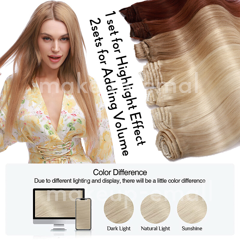 Premium Hair Extensions Clip In Real Remy Human Hair 8PCS Full Head Hairpiece US
