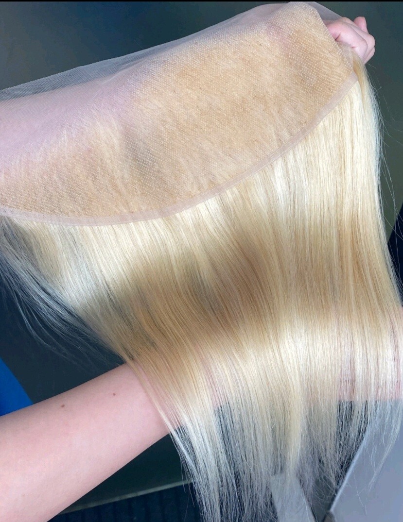 12INCH TRANSPARENT BRAZILIAN VIRGIN HUMAN HAIR BLONDE 613# 13X4 FRONTAL STRAIGHT