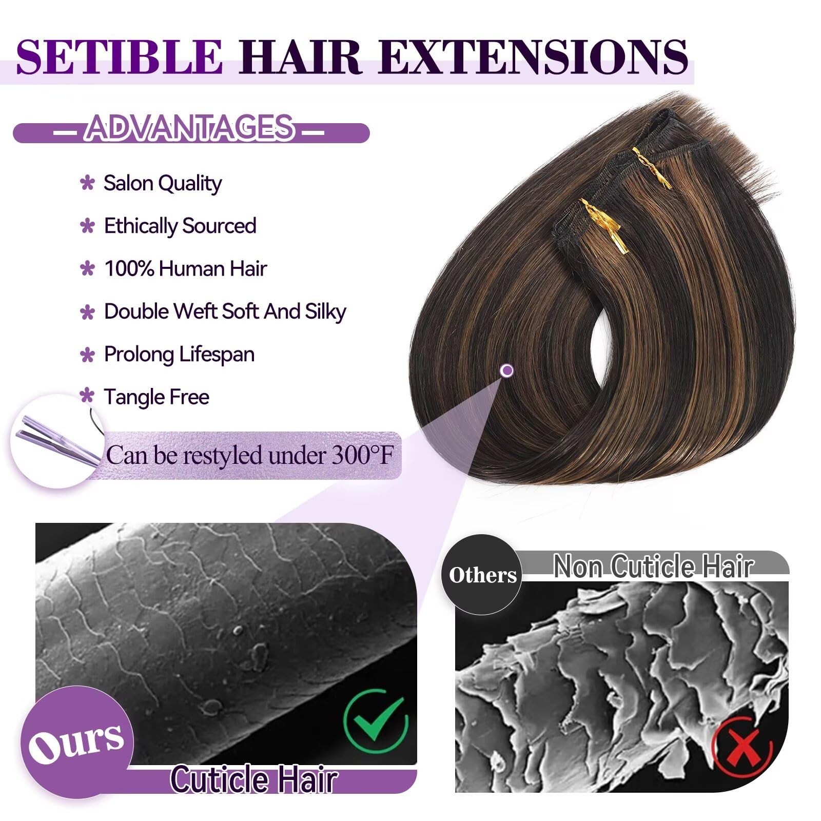 Clip in Hair Extensions Real Human Hair 18 inch 100g/3.6oz Straight Seamless …