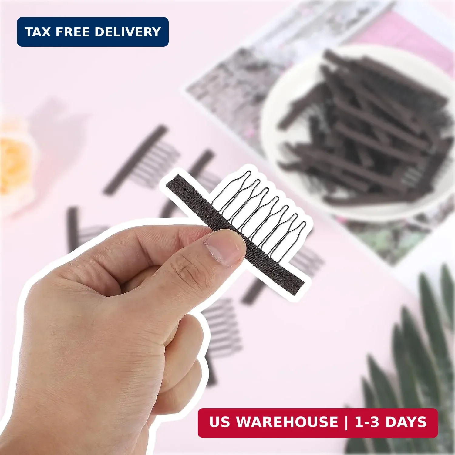 50 Pcs Wig Combs Clips Steel Cloth Accessories Tools to Secure Wig 7-Teeth for A