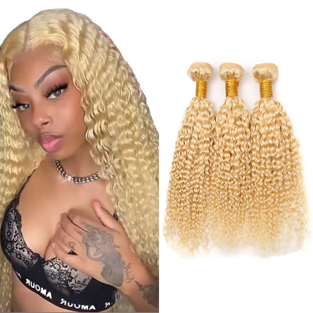 Hydtxc Human Hair Bundles 8 10 12 Inch Blonde 613 Water Wave Bundles Human Hair