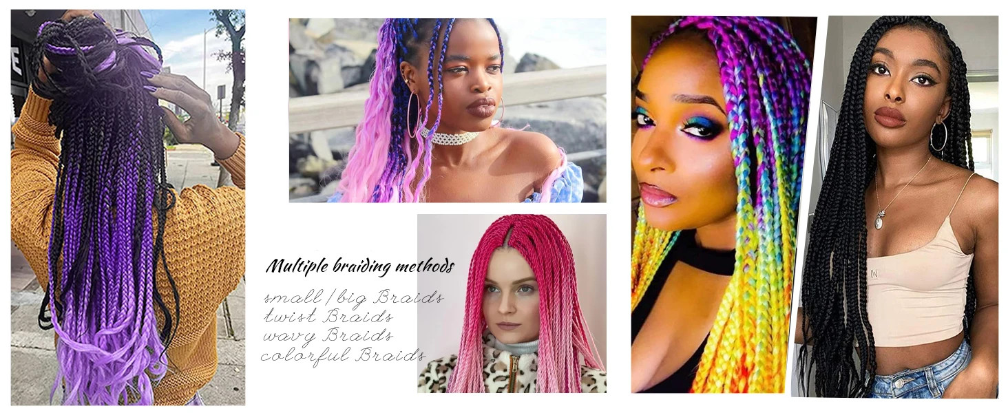 Colorful Synthetic Ombre Jumbo Braiding Hair Hair Extensions for Women Cosplay