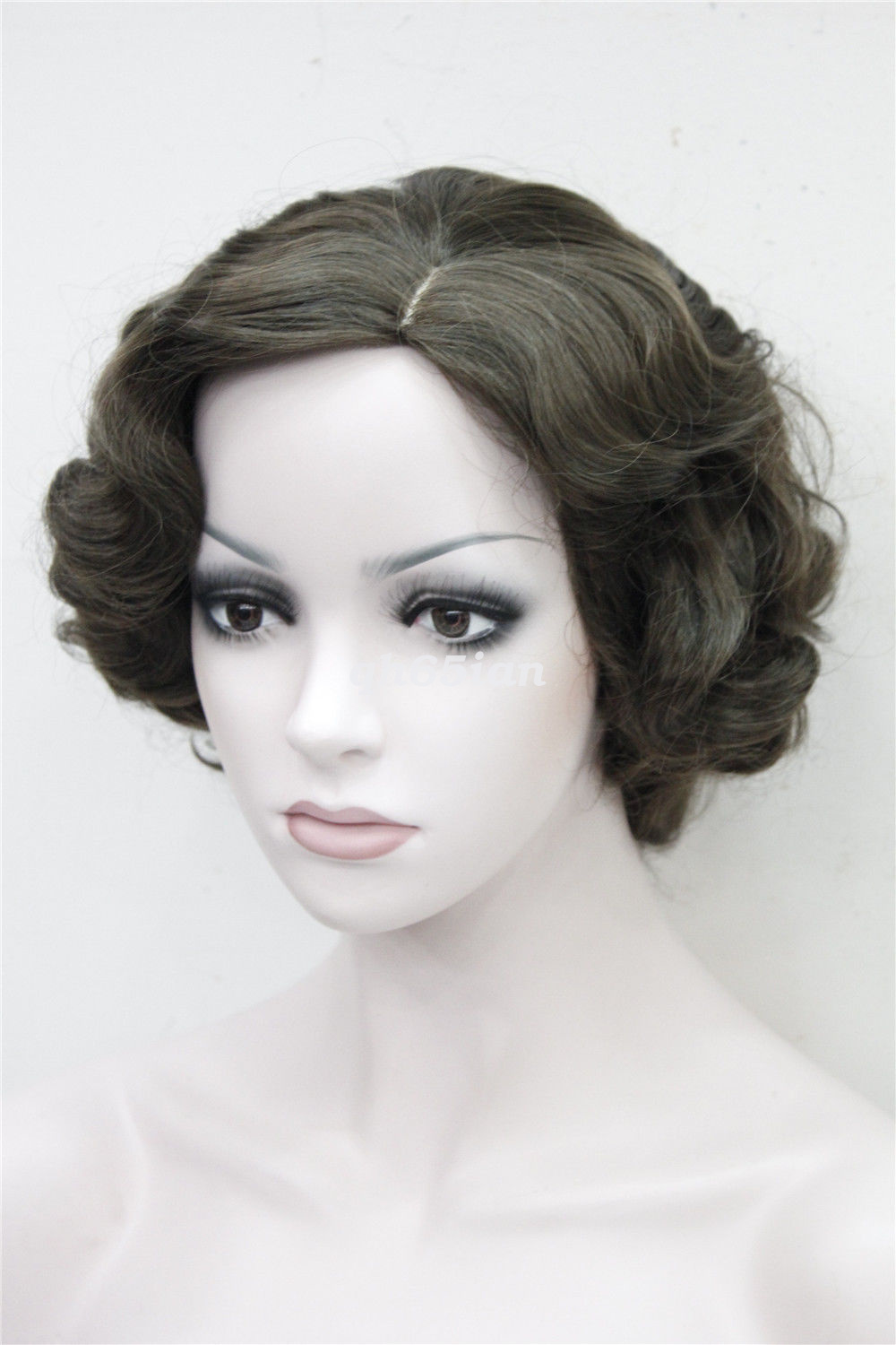 Womens Retro Short Finger Wave Curly Wavy Pinup Wigs Halloween Cosplay Wig