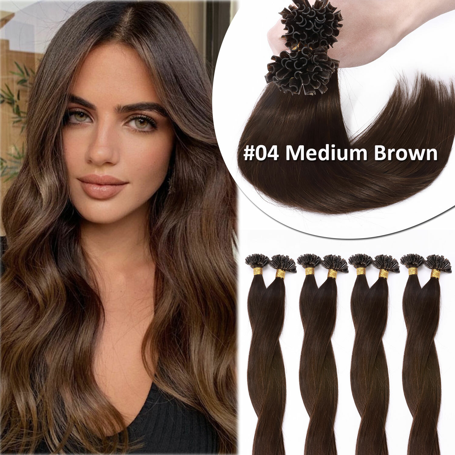 200S U Nail Tip Keratin Pre Bonded Fusion U-Tip Remy Human Hair Extensions THICK