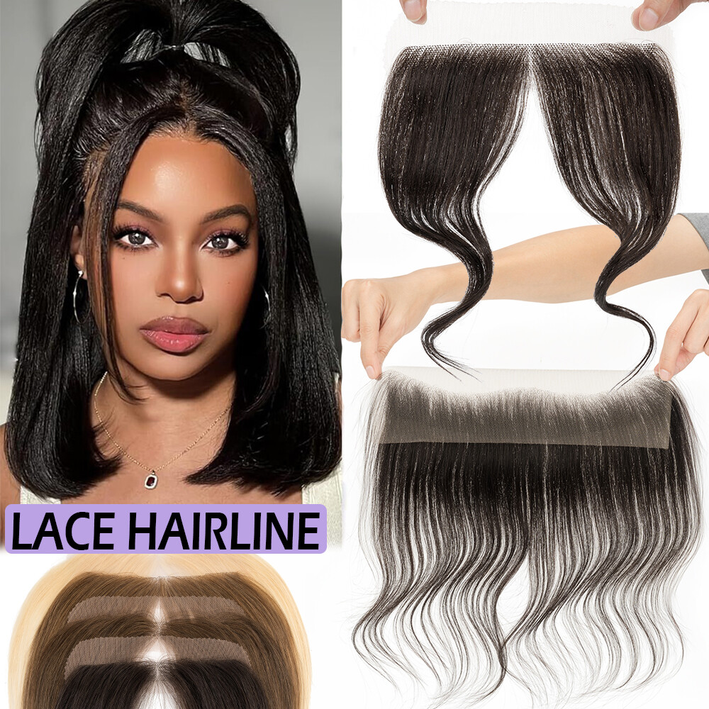 100% Remy Human Hair Women Topper Toupee Front Lace Hairpiece Cover-up Hairline