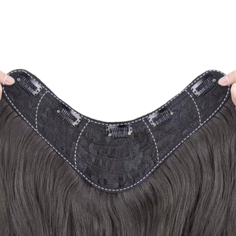 Long Hair Extension Clip in Hair One Piece V-Shaped Natural Hairpiece for Women